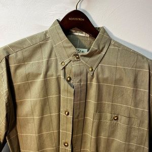 Orvis Signature Twill Long Sleeve Shirt, tan windowpane - L